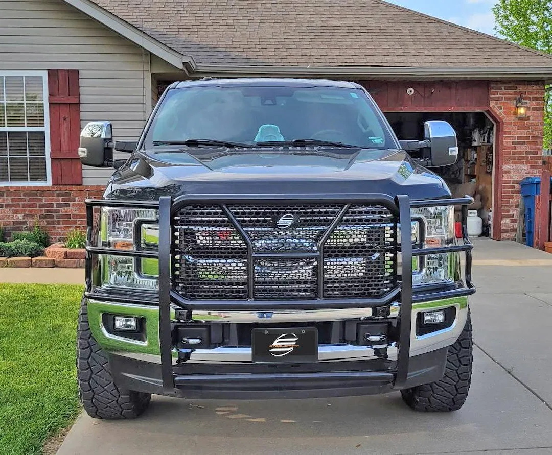 50-1380C – STEELCRAFT Grille Guard, 1-Piece Black Steel With Brush Guard Without Skid Plate Without Step Plate With P...